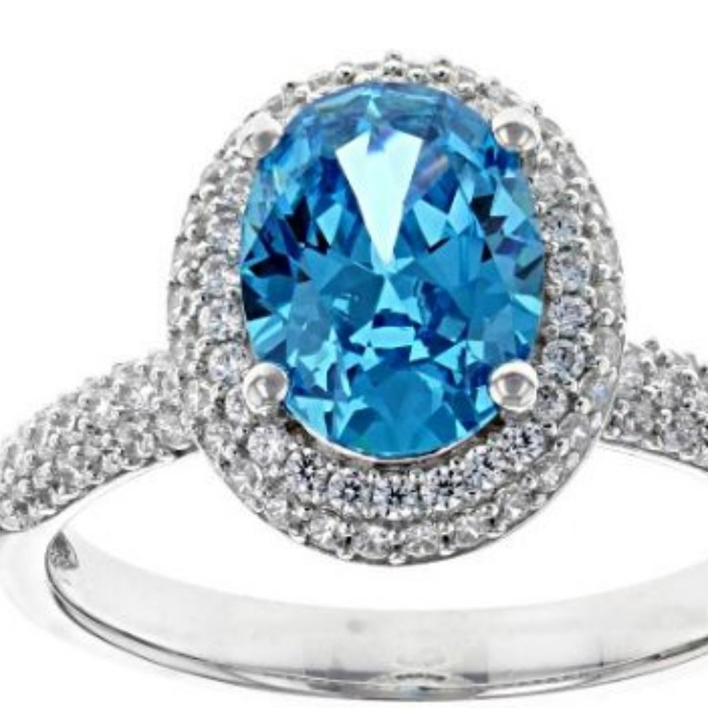 Esotica 4.19 CTW Neon Apatite Rhodium over sterling silver ring size 10 - Picture 2 of 5